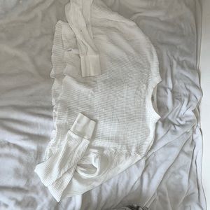 John Galt cropped waffle sweater